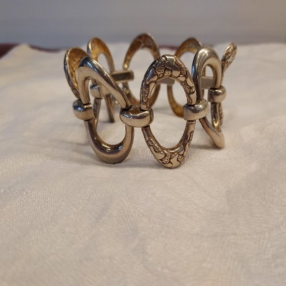 Original 1940's Mexico .925 Oval Linked Bracelet Signed JR